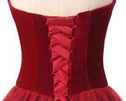 V Neck Velvet and Tulle Long Ball Gown Corset Formal Evening Prom Dresses-BMbridal.UK