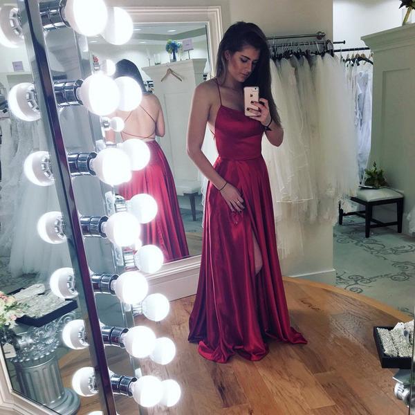 Mermaid Front Split Spaghetti Strap Sleeveless Backless Long Prom Dress