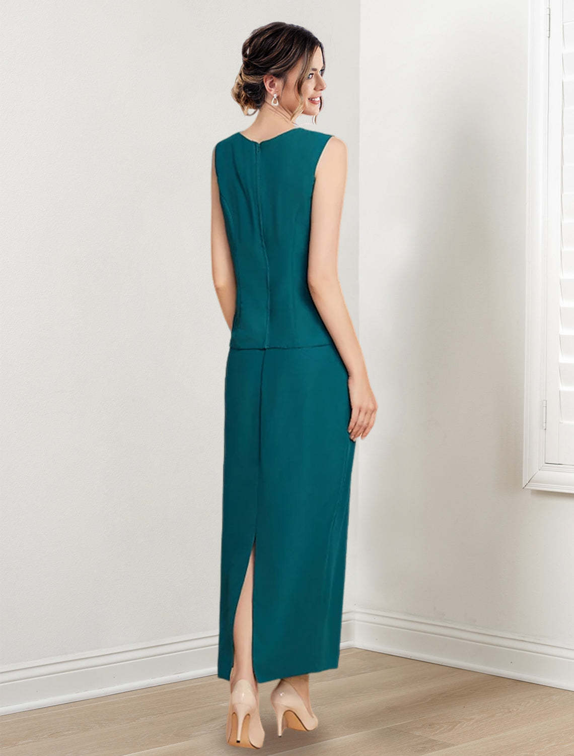 Ankle-Length Mother of the Bride Sheath/Column Dresses with Jewel Neck
