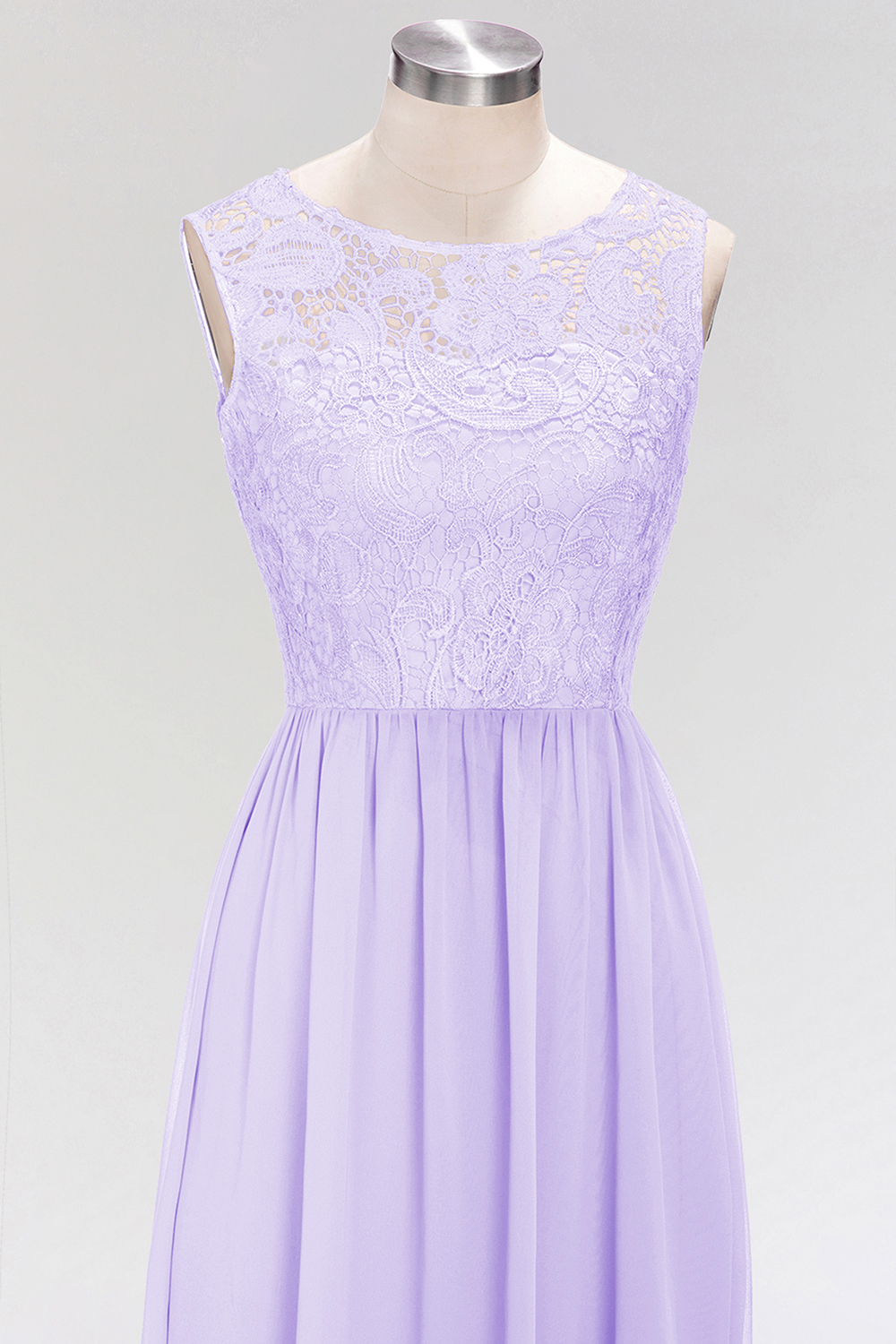 BMbridal Elegant Lace Sleeveless Pleated Lavender Bridesmaid Dresses Online-BMbridal