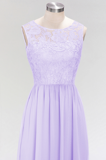 BMbridal Elegant Lace Sleeveless Pleated Lavender Bridesmaid Dresses Online-BMbridal