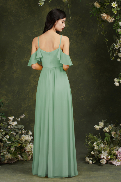 Bmbridal Halter Chiffon Bridesmaid Dress Long WIth Ruffle-BMbridal