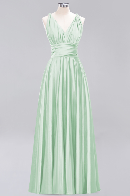 BMbridal Chic Burgundy Satin Long Bridesmaid Dresses With One Shoulder-BMbridal