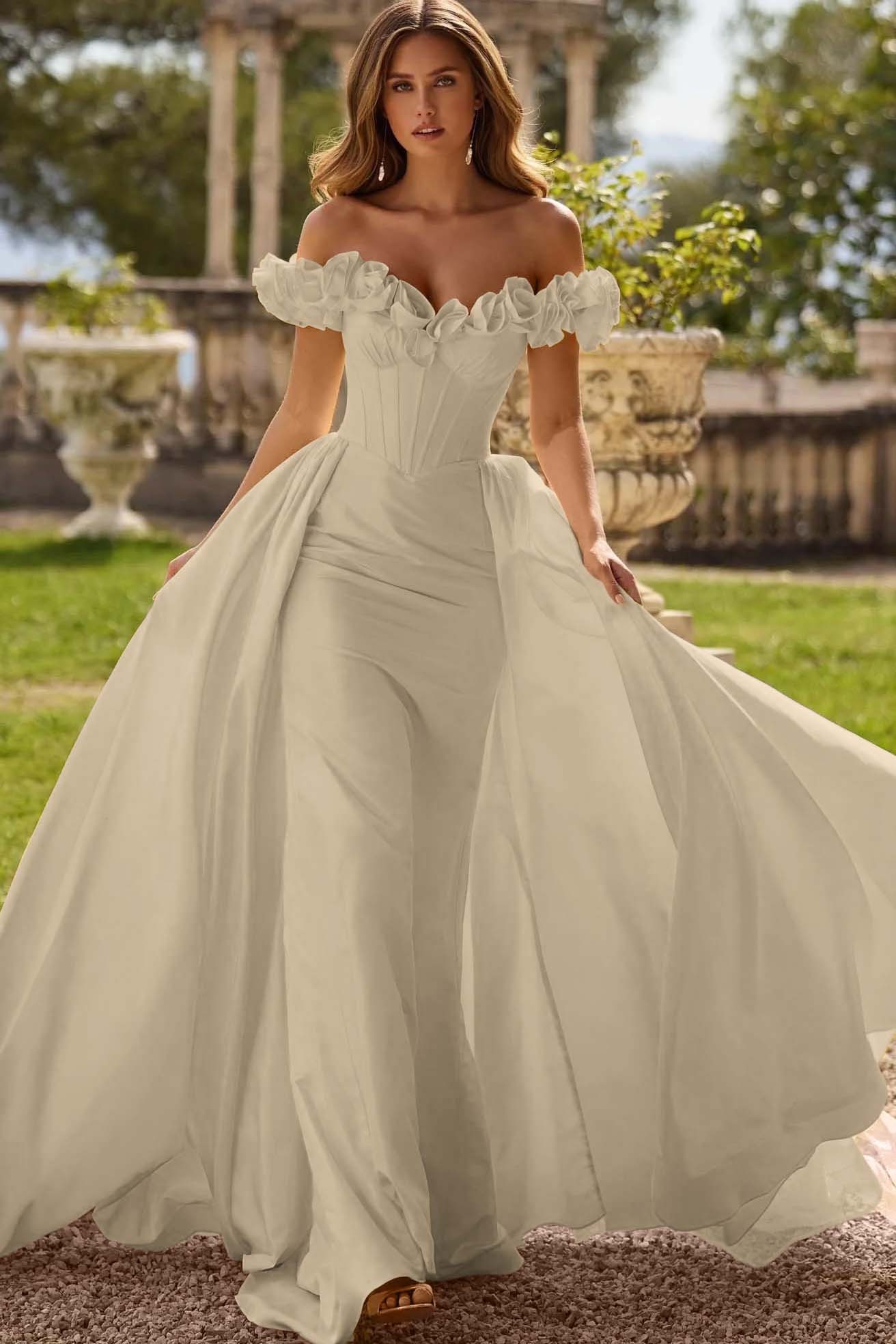 Off the Shoulder Sleeveless Long Mermaid Prom Dress With Pleated