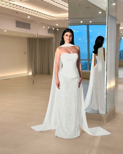 Charming Strapless Sleeveless Long Prom Dress With Beading Pleated