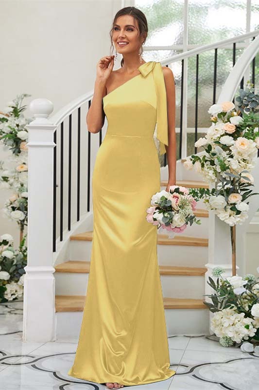 One Shoulder Sleeveless Mermaid Long Prom Dress With Pleated