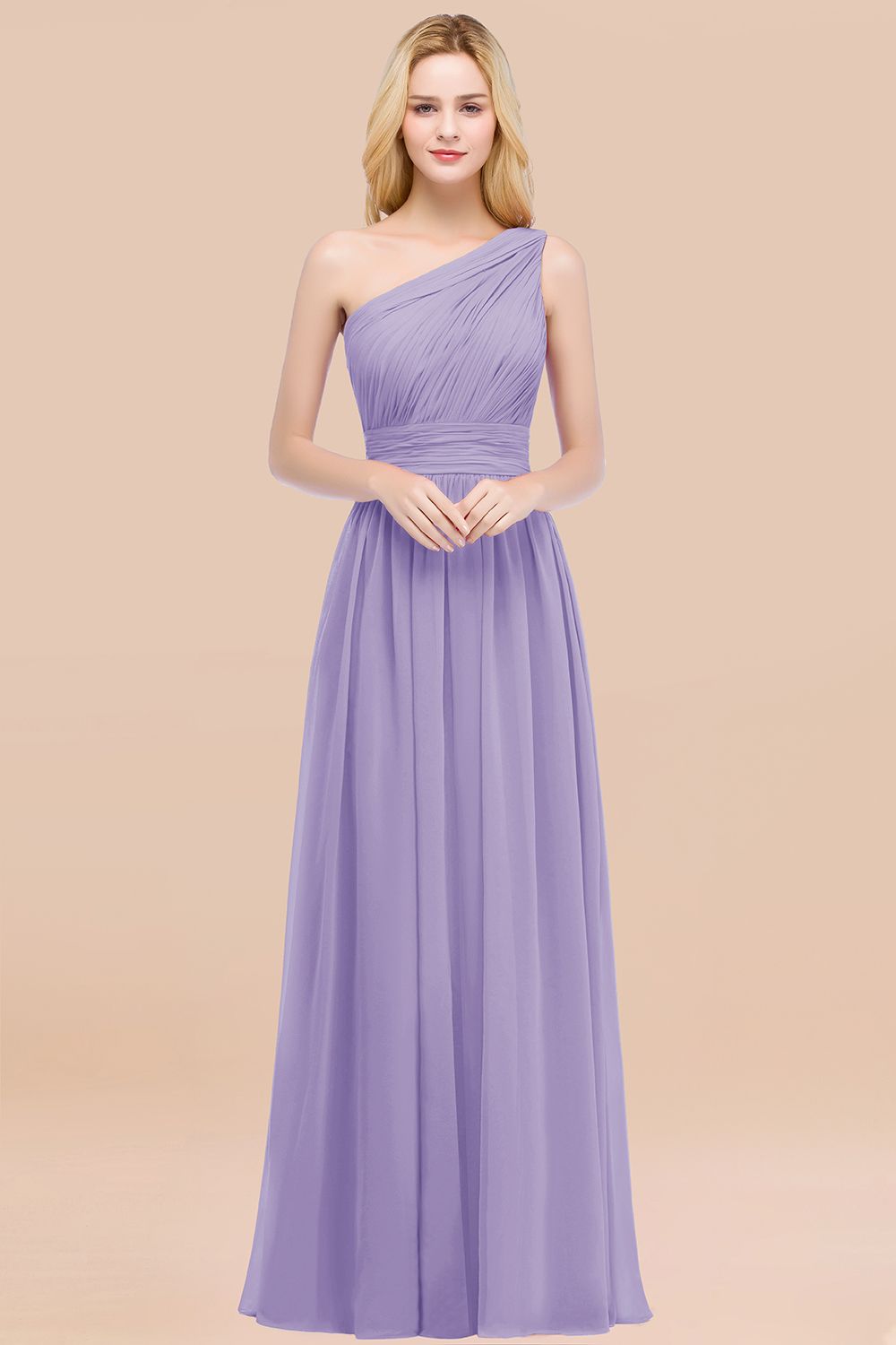 BMbridal Chic One-shoulder Sleeveless Burgundy Chiffon Bridesmaid Dresses Online-BMbridal