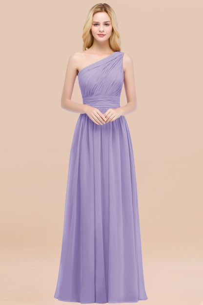 BMbridal Chic One-shoulder Sleeveless Burgundy Chiffon Bridesmaid Dresses Online-BMbridal