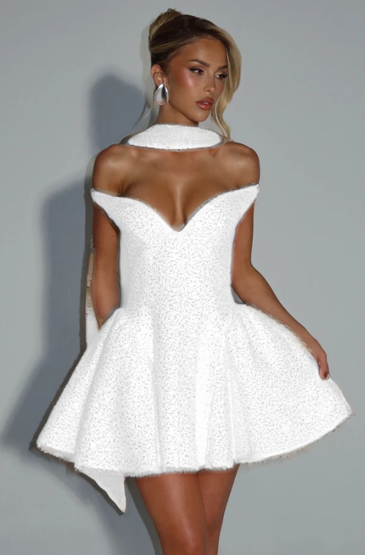 Off the Shoulder Sleeveless Short A Line Prom Dress With Sequin