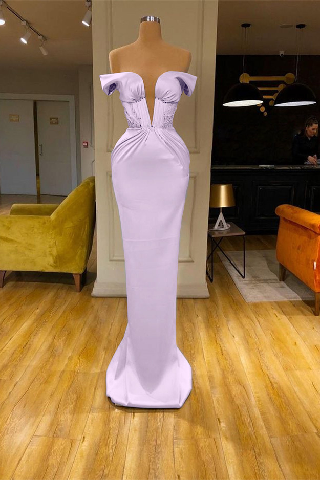 Sky Blue Mermaid V Neck Off the Shoulder Prom Dress With Beadings Online