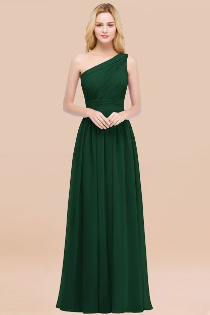 BMbridal Chic One-shoulder Sleeveless Burgundy Chiffon Bridesmaid Dresses Online-BMbridal