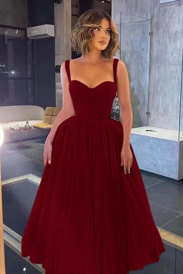 Gorgeous Spaghetti Strap Sweetheart Sequins Prom Dress With Tulle