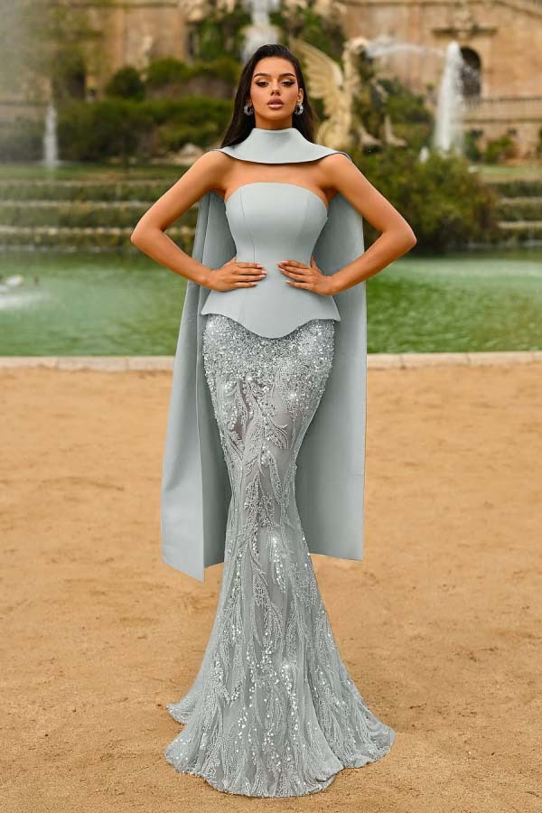 Strapless Sleeveless Long Mermaid Prom Dress With Appliques