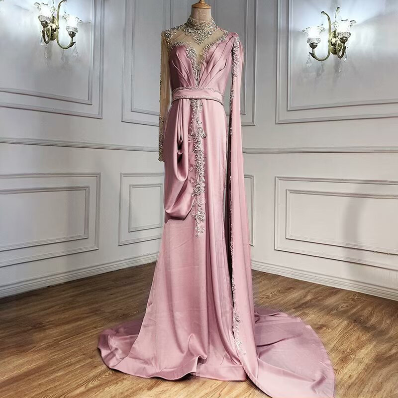 Shinning Yellow Bead Embroidery Mermaid Floor Length Prom Dress With Shawl