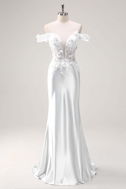 Strapless Sleeveless Long Mermaid Prom Dress With Appliques Pleated