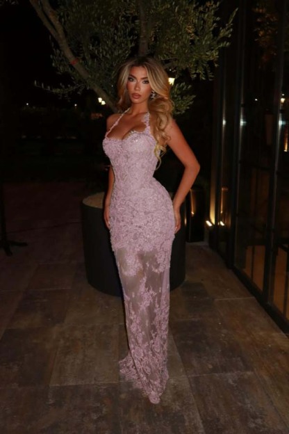 Halter Sleeveless Long Mermaid Prom Dress With Lace Embroidery