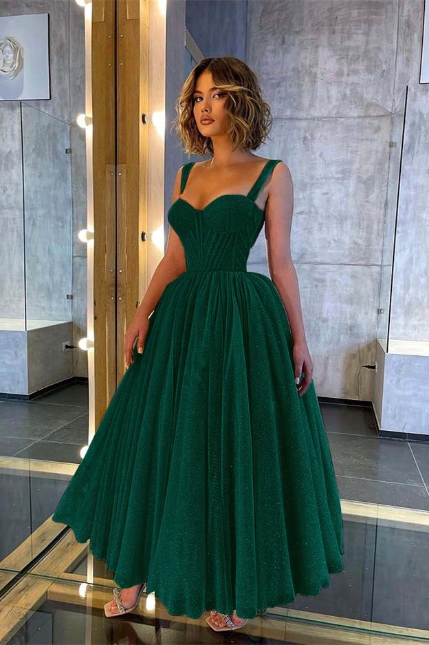 Chic Glittering Straps Sweetheart Sleeveless A Line Prom Dress With Sequins