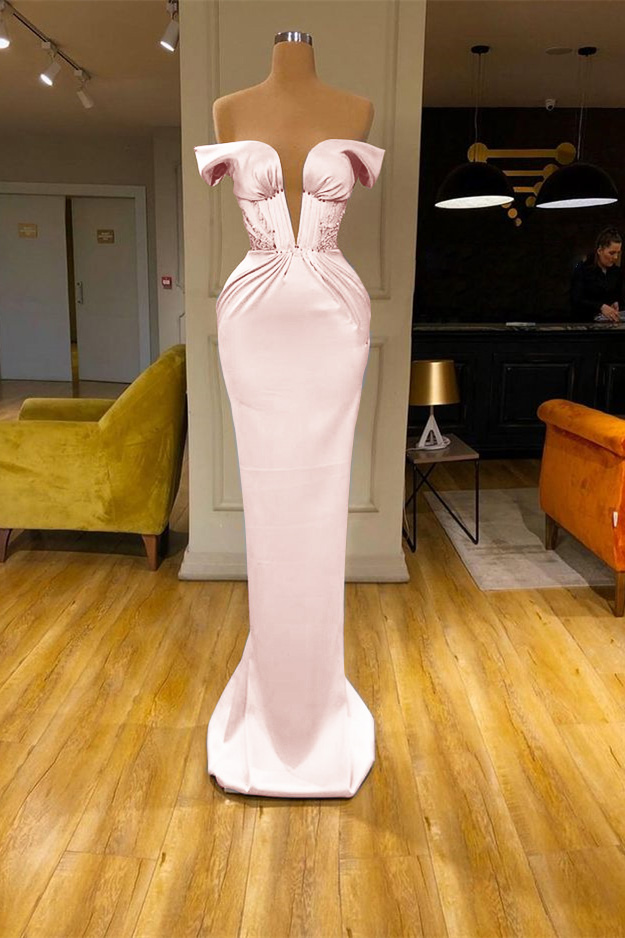 Sky Blue Mermaid V Neck Off the Shoulder Prom Dress With Beadings Online