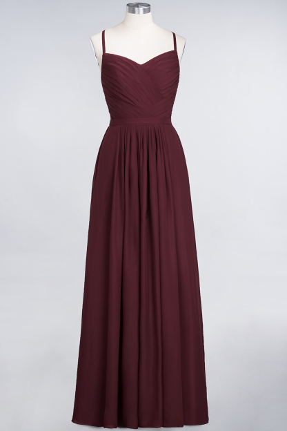 BMbridal Glamorous Spaghetti Straps Sweetheart Ruffle Chiffon Bridesmaid Dress Online-BMbridal