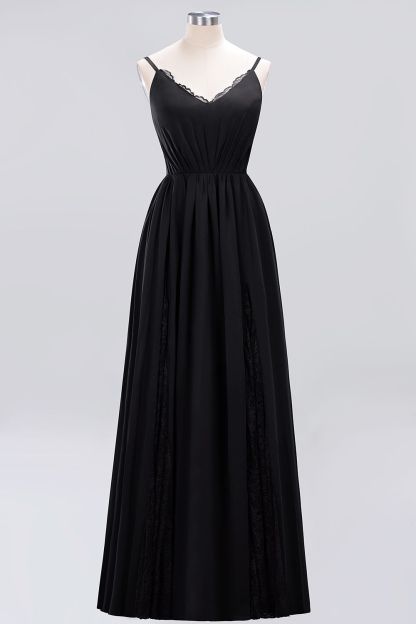 BMbridal Elegant Spaghetti Straps Long Bridesmaid Dress Lace V-Neck Maid of Honor Dress-BMbridal