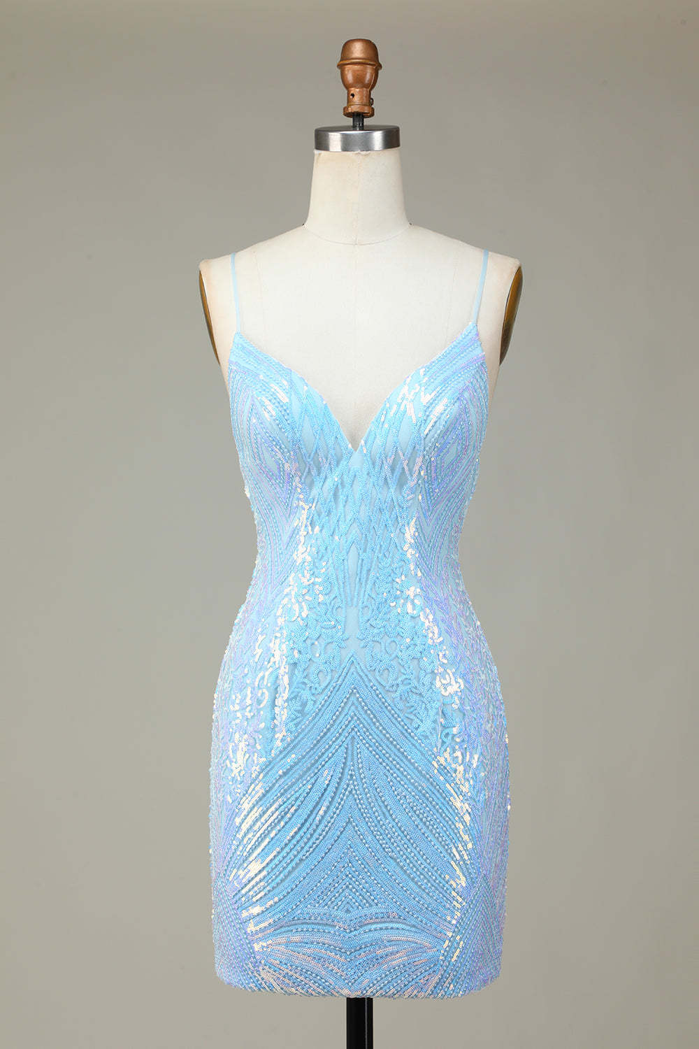 Glitter Blue Sequins Tight Short Homecoming Dress