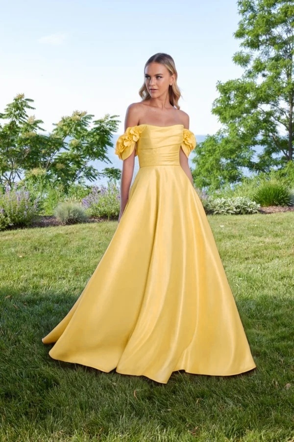Off the Shoulder Sleeveless Long A Line Prom Dress With Pleated