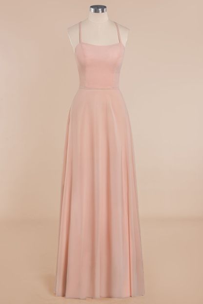 BMbridal Chic Straps Sleeveless Chiffon Affordable Bridesmaid Dresses with Ruffle-BMbridal
