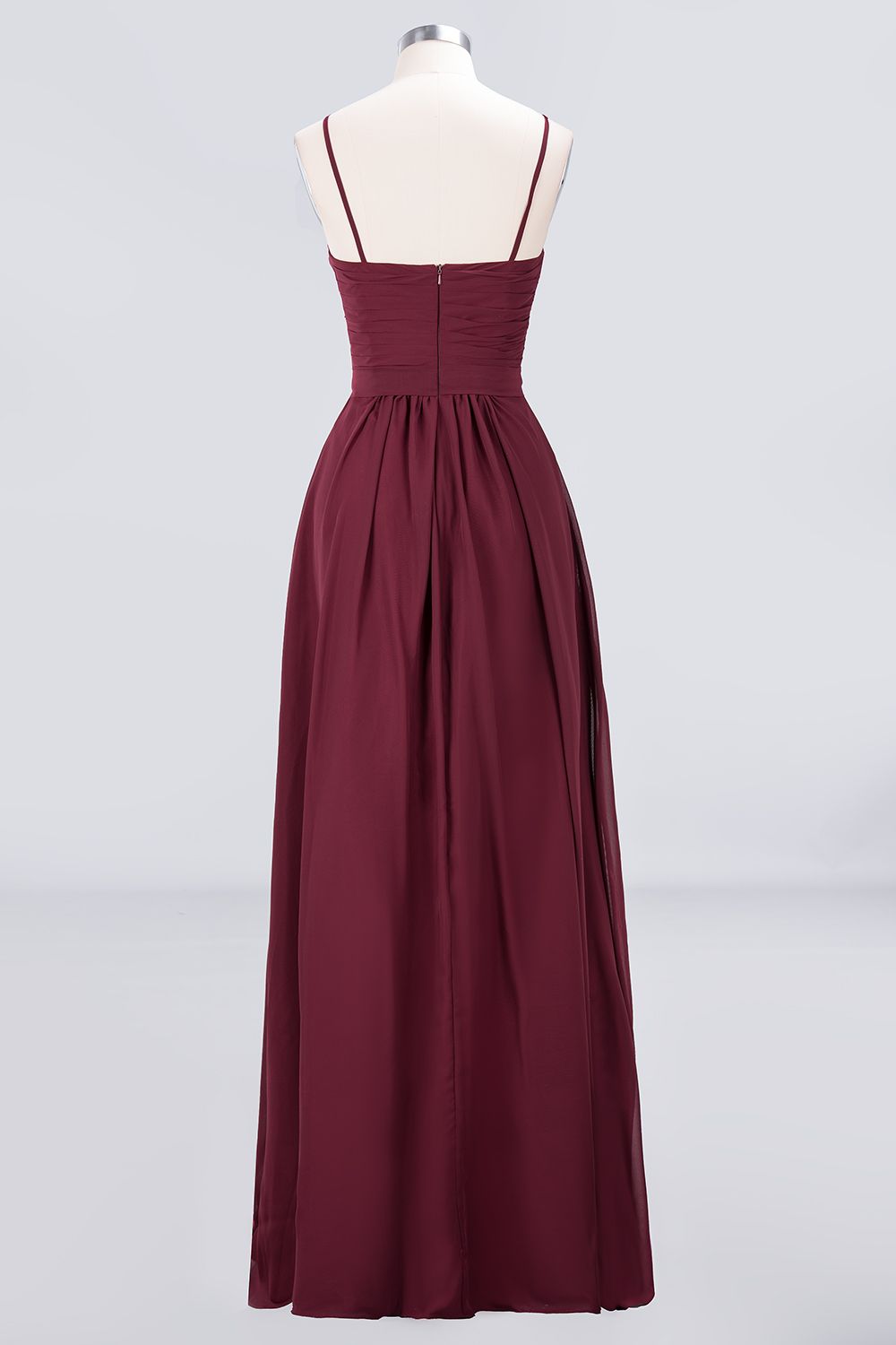 BMbridal Chic Burgundy Sweetheart Long Bridesmaid Dress With Spaghetti-Straps-BMbridal