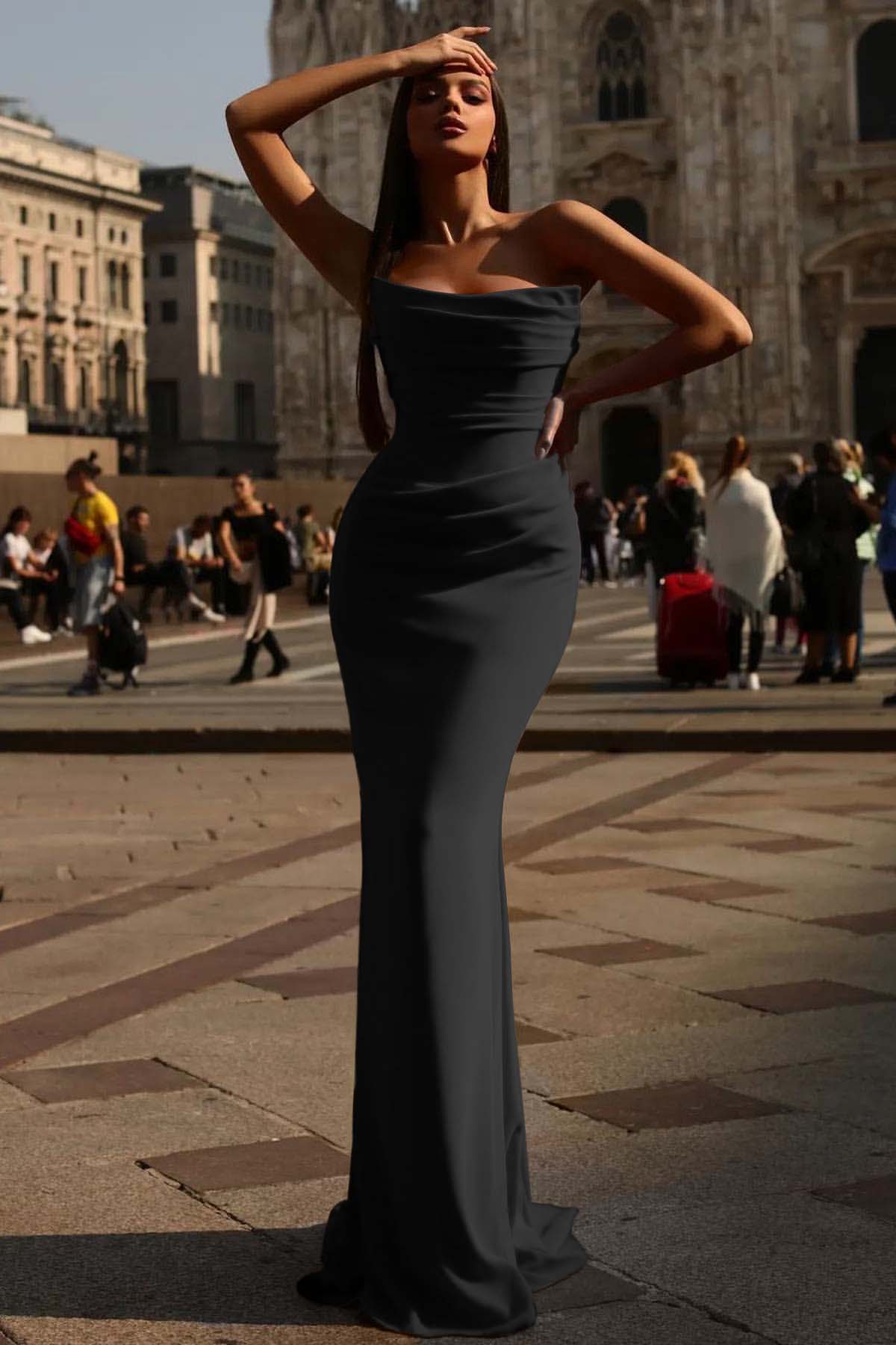 Sexy Strapless Prom Dress Red Sleeveless Pleated With Mermaid