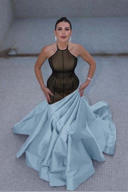 Stunning Halter Sleeveless Long Mermaid Prom Dress With Pleated