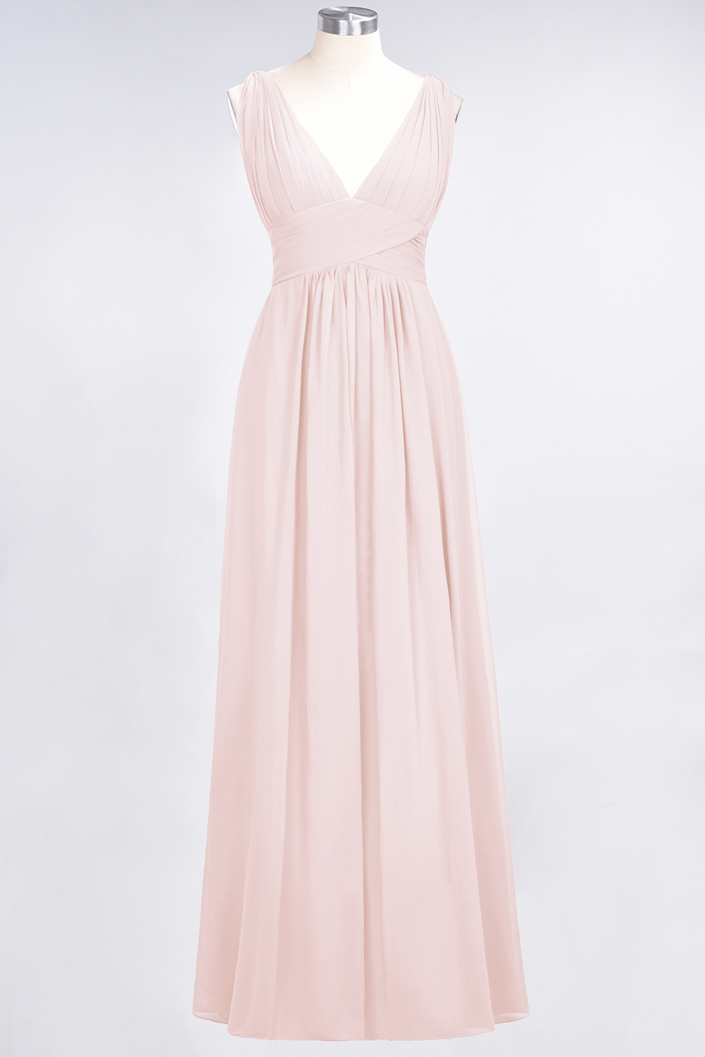 BMbridal Elegant V-Neck Burgundy Chiffon Affordable Bridesmaid Dress with Ruffle-BMbridal