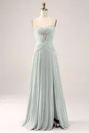 Gorgeous Fuchsia Strapless Cut Out Draped Pleated Prom Dress