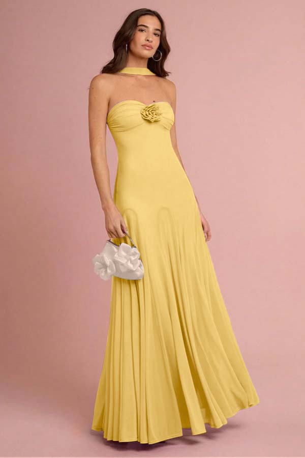 Sweetheart Strapless Sleeveless Long Prom Dress With Ruffles