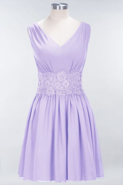 BMbridal Pretty V-Neck Short Sleeveless Lace Bridesmaid Dresses Online-BMbridal