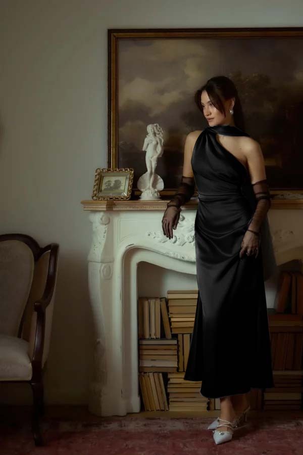 One Shoulder Sleeveless Long Mermaid Prom Dress With Pleated