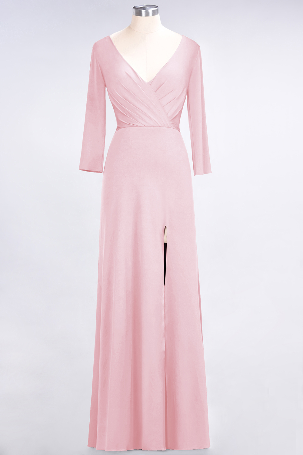 BMbridal Popular Spandex Long-Sleeves Burgundy Bridesmaid Dresses with Side-Slit-BMbridal