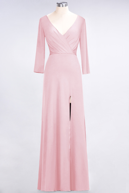 BMbridal Popular Spandex Long-Sleeves Burgundy Bridesmaid Dresses with Side-Slit-BMbridal