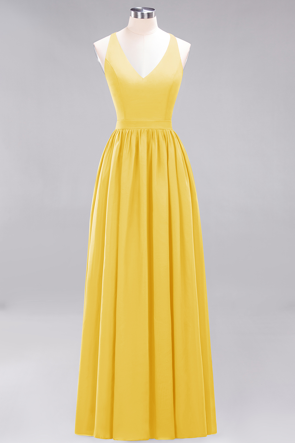 BMbridal Affordable Chiffon V-Neck Sleeveless Lace Bridesmaid Dress Online-BMbridal