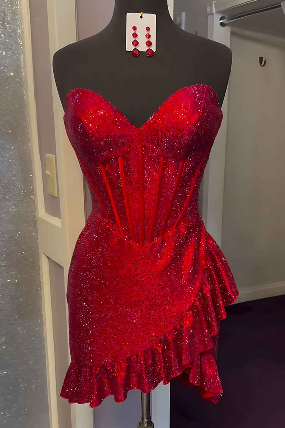 Sparkly Navy Tight Sweetheart Short Corset Homecoming Dress