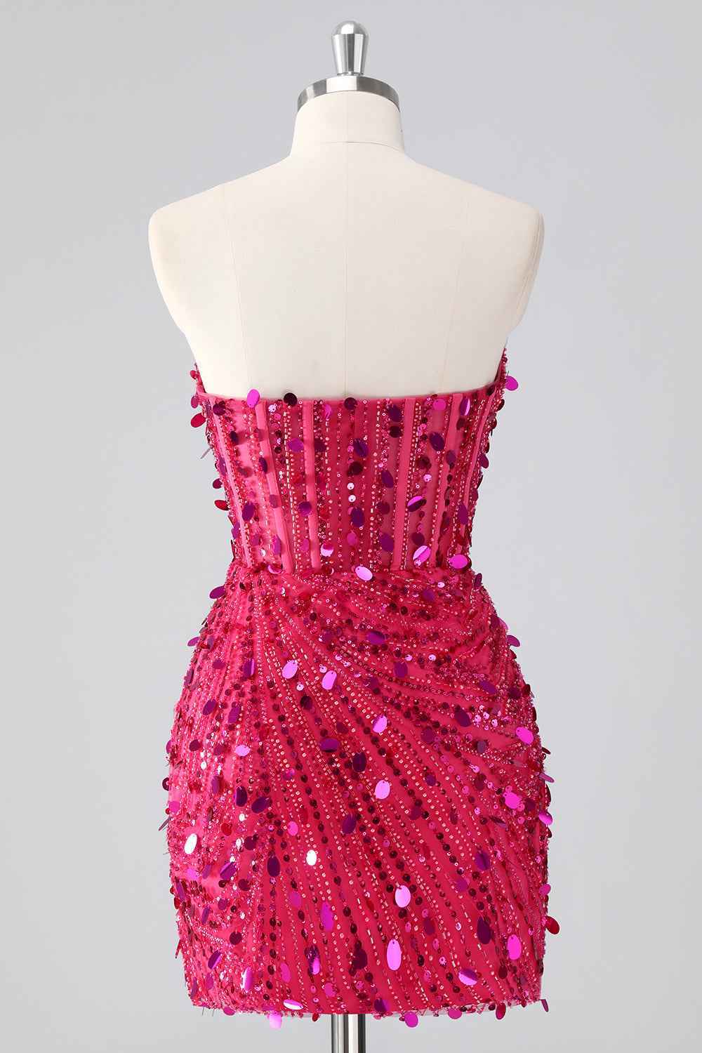 Sparkly Gold Strapless Tight Short Corset Homecoming Dress with Sequins