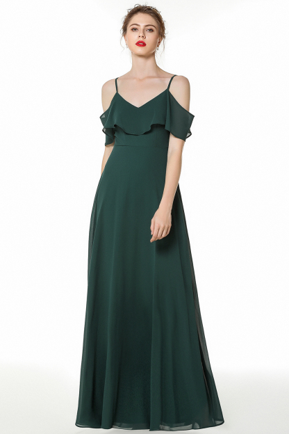 BMbridal Elegant Cold-shoulder Flounced Crinkle Backless Bridesmaid Dresses Affordable-BMbridal