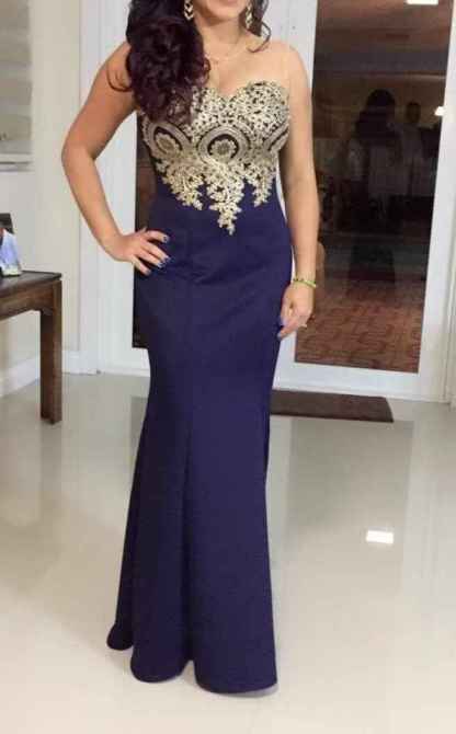 Women's Lace Applique Long Formal Mermaid Evening Prom Dresses-BMbridal.UK