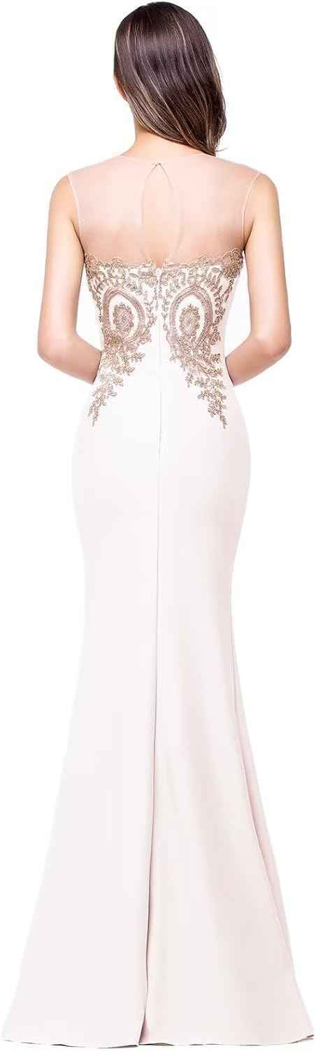 Women's Lace Applique Long Formal Mermaid Evening Prom Dresses-BMbridal.UK