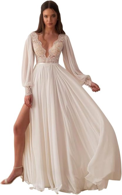 Lace Appliqued Wedding Dresses for Bride 2025 Beach Wedding Bridal Gowns for Women SE002-BMbridal.UK