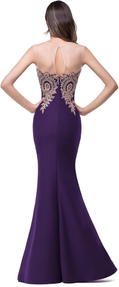 Women's Lace Applique Long Formal Mermaid Evening Prom Dresses-BMbridal.UK