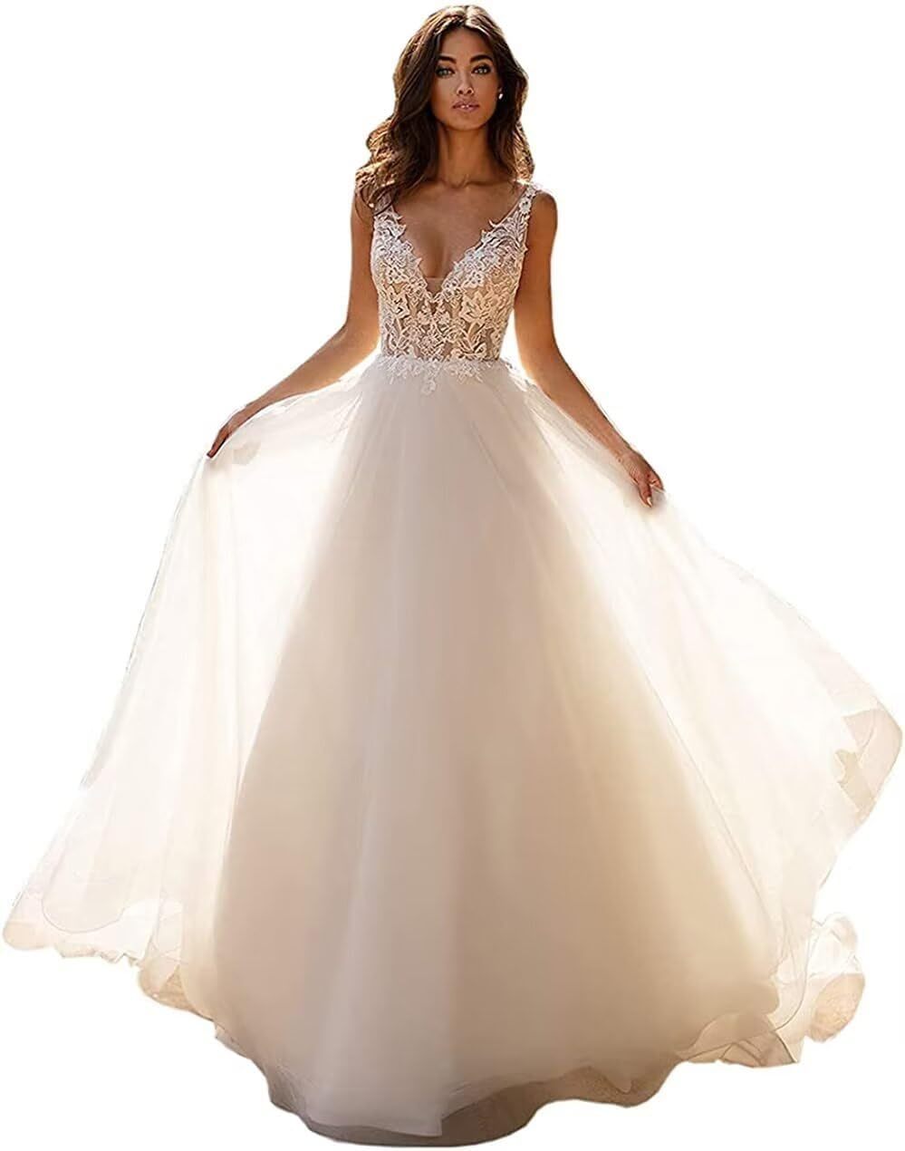 Lace Appliqued Wedding Dresses for Bride 2025 Beach Wedding Bridal Gowns for Women SE002-BMbridal.UK