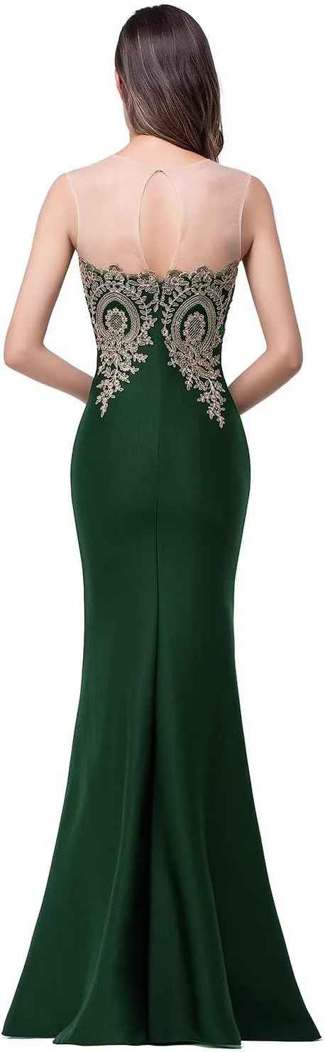 Women's Lace Applique Long Formal Mermaid Evening Prom Dresses-BMbridal.UK