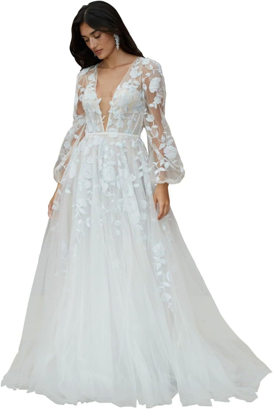 Women's Beach Spaghetti Strap Wedding Dresses for Bride 2025 Boho Long Lace Bridal Gowns for Wedding-BMbridal.UK