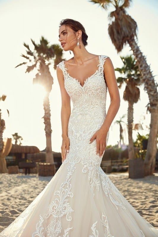 Loyeloy Women's Wedding Dresses for Bride 2025 Sexy V Neck Slit Lace Bridal Wedding Gowns for Bride YJ010-BMbridal.UK