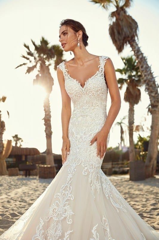 Loyeloy Women's Wedding Dresses for Bride 2025 Sexy V Neck Slit Lace Bridal Wedding Gowns for Bride YJ010-BMbridal.UK